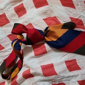 Rare Vintage Rooster Diagonal Striped Silk Tie - Eye-Catching Colorful Neckwear